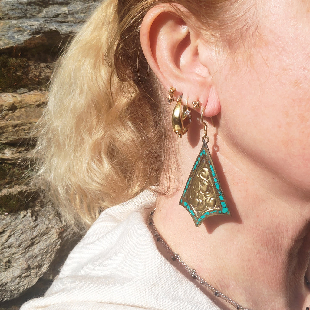 ETHNIC earring | Rhombus Earring Handcrafted | BRASS EARRINGS