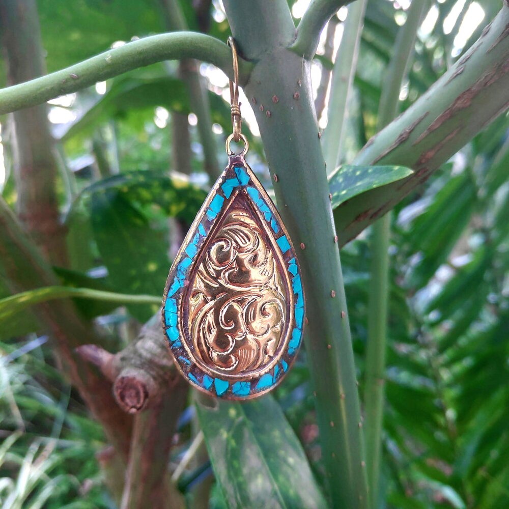 orecchini goccia tibet etnico earring ohrring