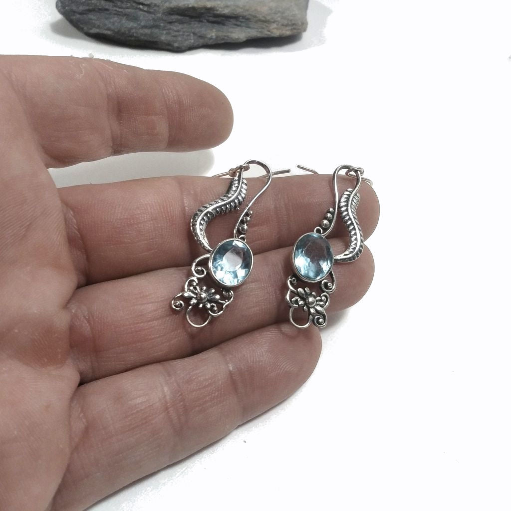 Orecchini artigianali con pietra in argento 925 - LUCKNOW