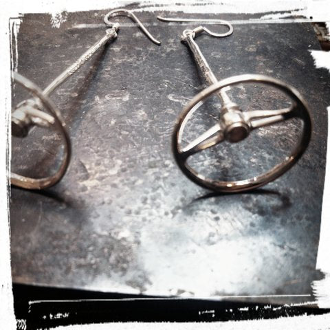 Vintage FIAT 500 classic steering earrings in silver