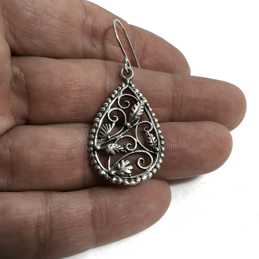 ORECCHINI argento 925 artigianali | Orecchino motivo floreale | argento
