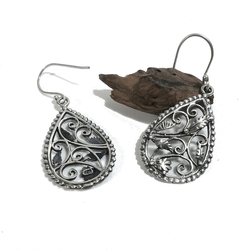 ORECCHINI argento 925 artigianali | Orecchino motivo floreale | argento