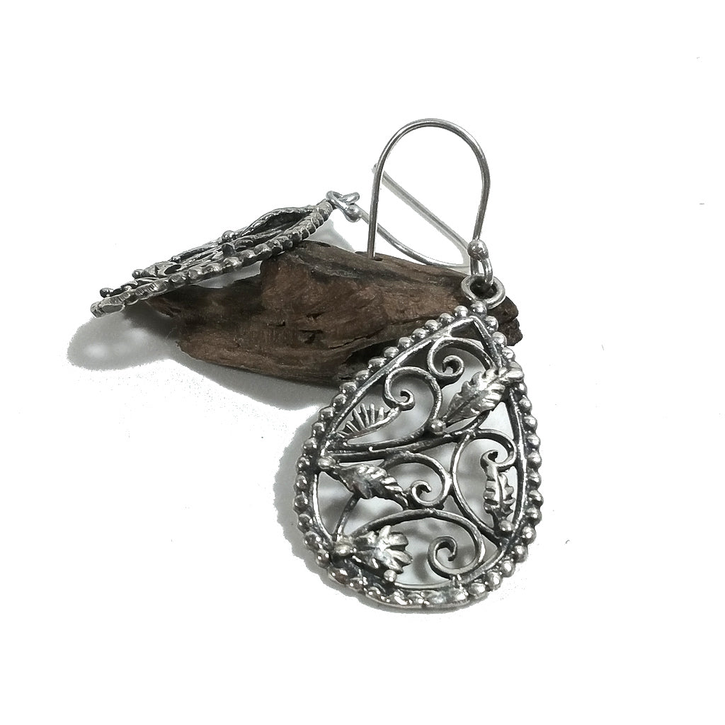 ORECCHINI argento 925 artigianali | Orecchino motivo floreale | argento