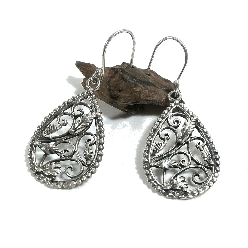 ORECCHINI argento 925 artigianali | Orecchino motivo floreale | argento