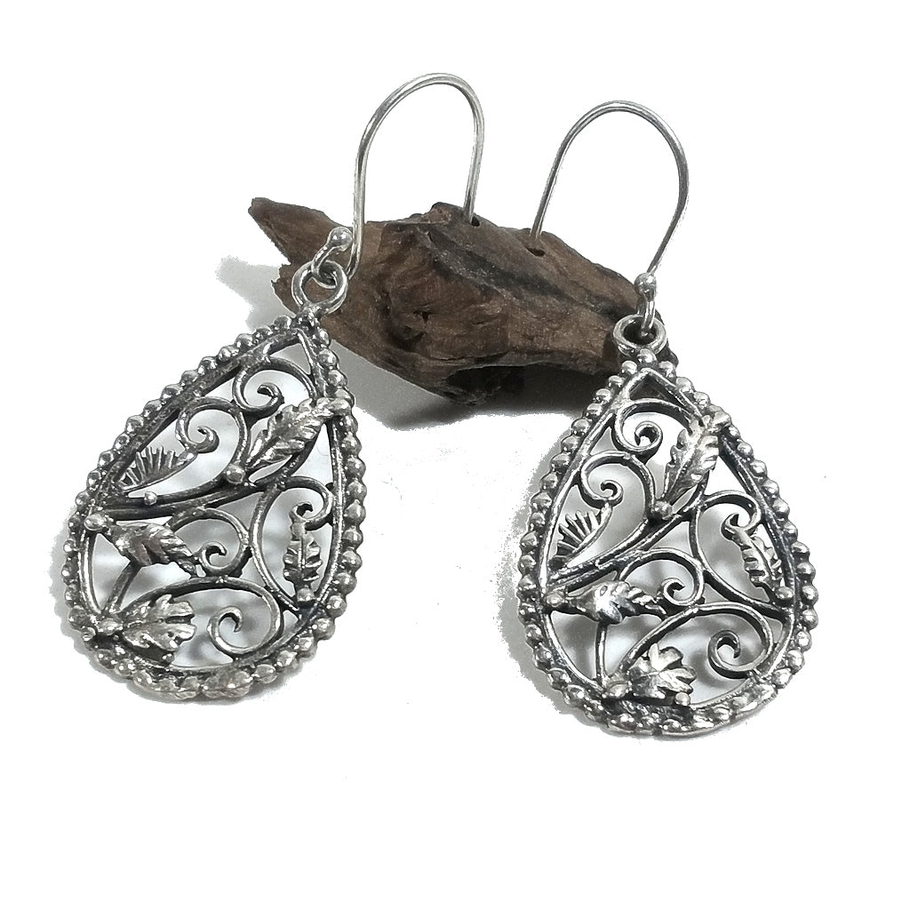 ORECCHINI argento 925 artigianali | Orecchino motivo floreale | argento