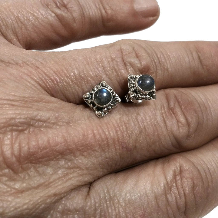 MINI Orecchini argento 925 - Labradorite | Gioielli argento piercing