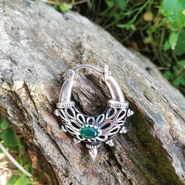 ORECCHINI cerchio LALANA in argento 925 con pietra | ORECCHINI cerchio con PUNTA