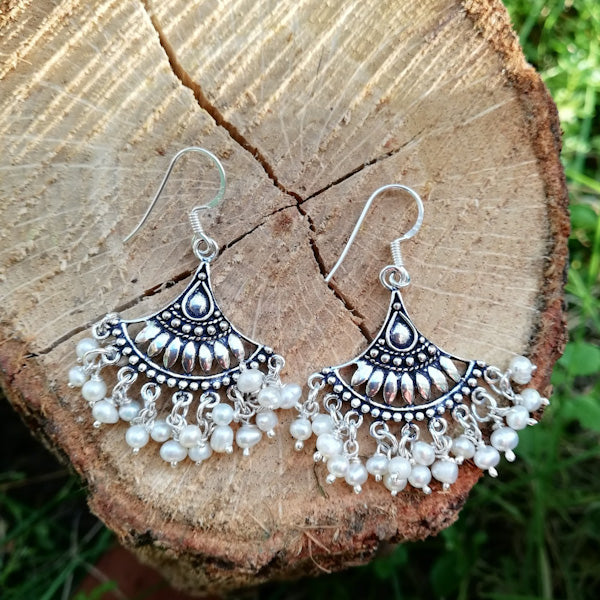 ORECCHINI pendenti LALI in argento 925 con pietra | Orecchini argento con PERLA