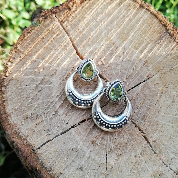 ORECCHINI pendenti LALIMA in argento 925 con pietra | Orecchini argento con PERIDOTO