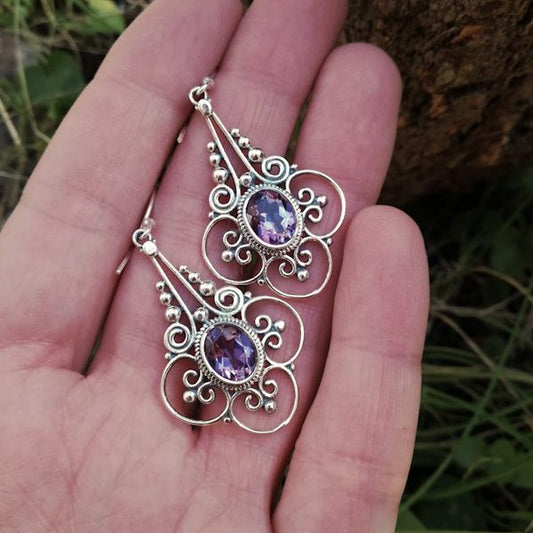 ORECCHINI LATA in argento 925 con pietra | Orecchini argento con AMETISTA