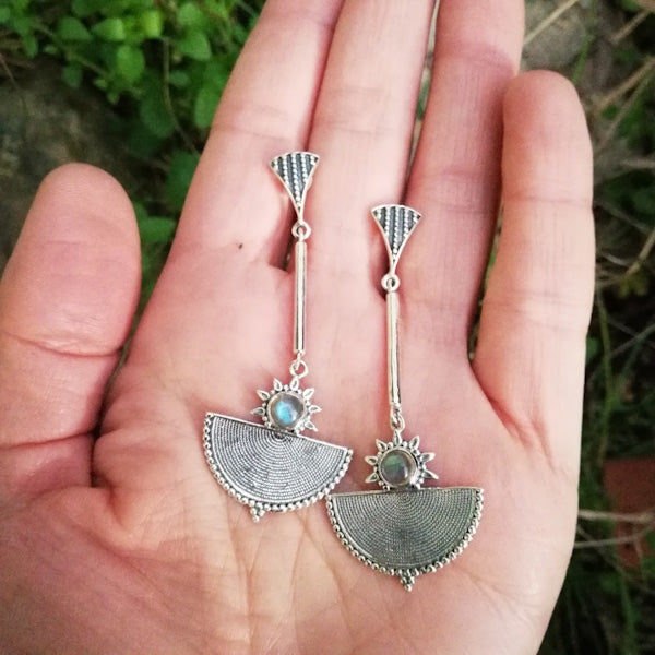 ORECCHINI MALLIKA in argento 925 con pietra | Orecchini argento con Labradorite, Pietra di luna, Turchese