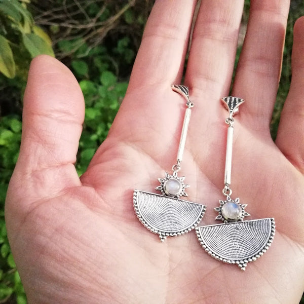 ORECCHINI MALLIKA in argento 925 con pietra | Orecchini argento con Labradorite, Pietra di luna, Turchese