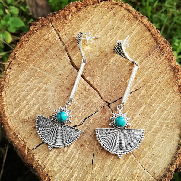 ORECCHINI MALLIKA in argento 925 con pietra | Orecchini argento con Labradorite, Pietra di luna, Turchese