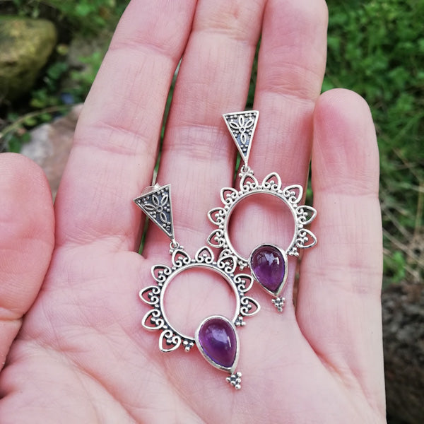 ORECCHINI MAMATA in argento 925 con pietra | Orecchini argento con Pietra di luna o Ametista