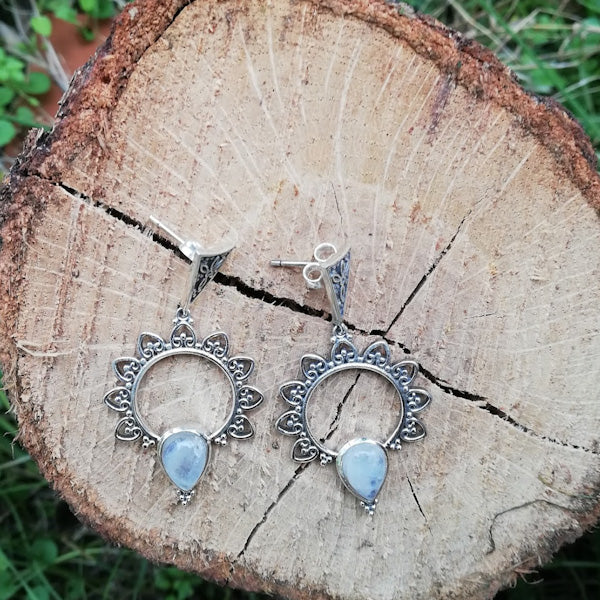 ORECCHINI MAMATA in argento 925 con pietra | Orecchini argento con Pietra di luna o Ametista