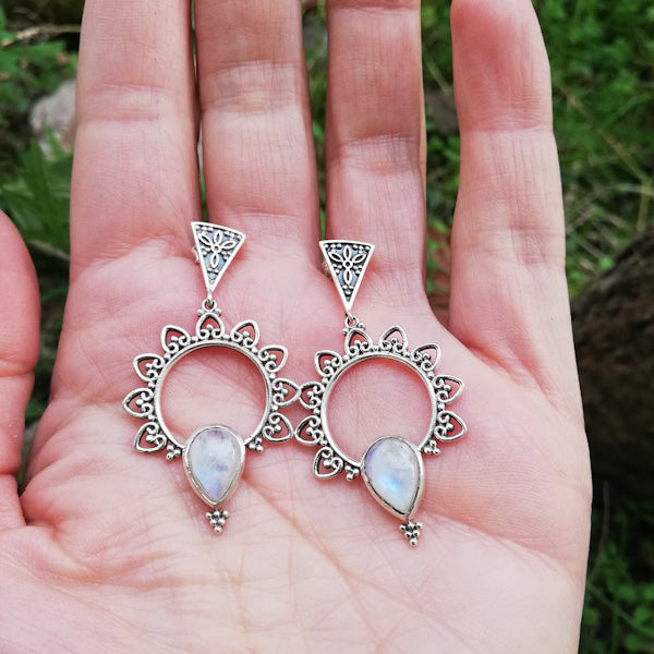 ORECCHINI MAMATA in argento 925 con pietra | Orecchini argento con Pietra di luna o Ametista