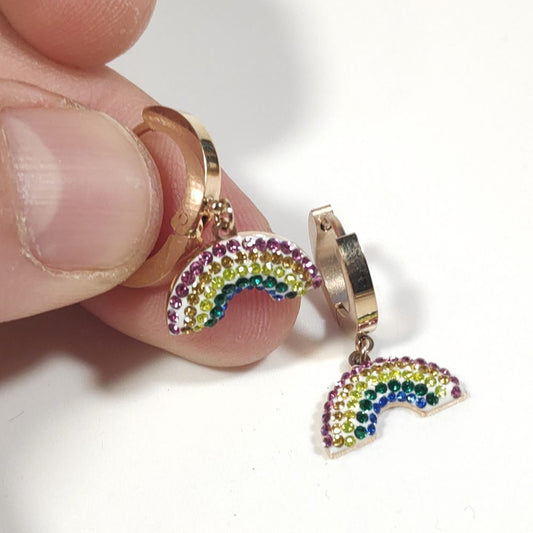 ORECCHINI Acciaio 316 L Chirurgico rosè - Arcobaleno – immagine2