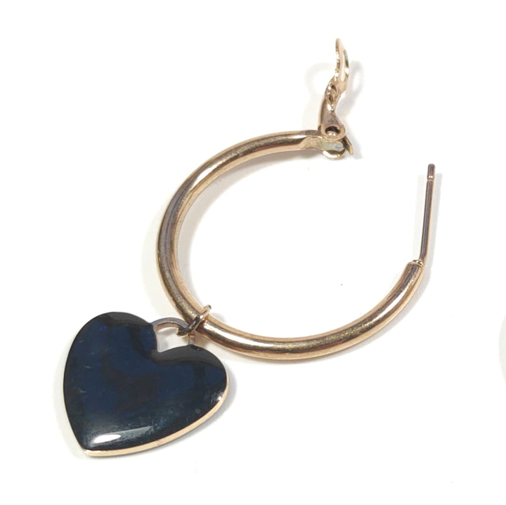 OHRRINGE 316 L Chirurgenstahl rosé - Schwarze Herzen