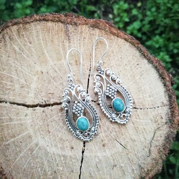 ORECCHINI NAMRATA in argento 925 con pietra | Orecchini argento con TURCHESE