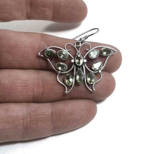 ORECCHINI Argento 925 ORECCHINI farfalla peridoto | orecchini artigianali