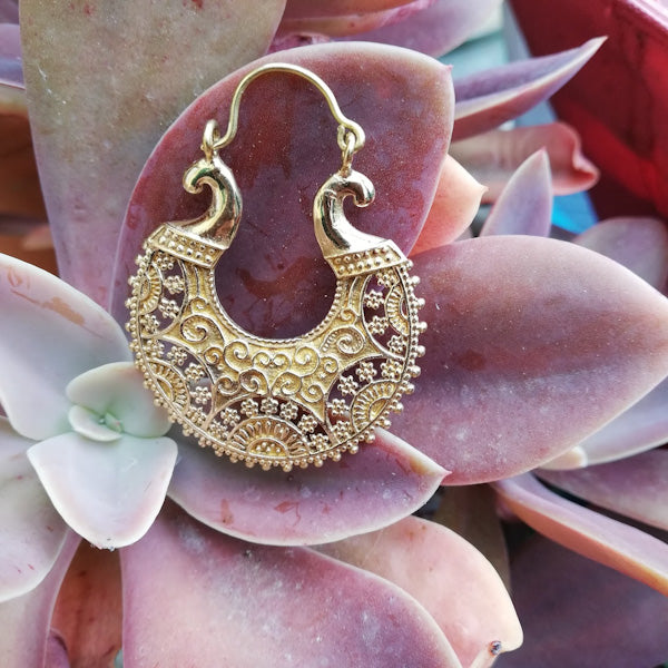 ORECCHINI etnici AAHNA in ottone senza pietra | ORECCHINI etnici in ottone