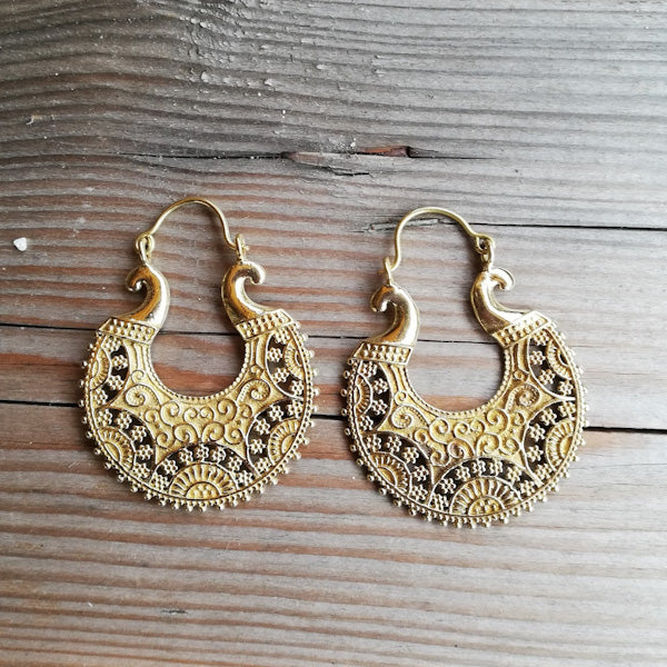 ORECCHINI etnici AAHNA in ottone senza pietra | ORECCHINI etnici in ottone