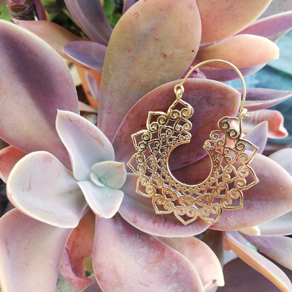 ORECCHINI etnici ARYA in ottone senza pietra | ORECCHINI etnici in ottone
