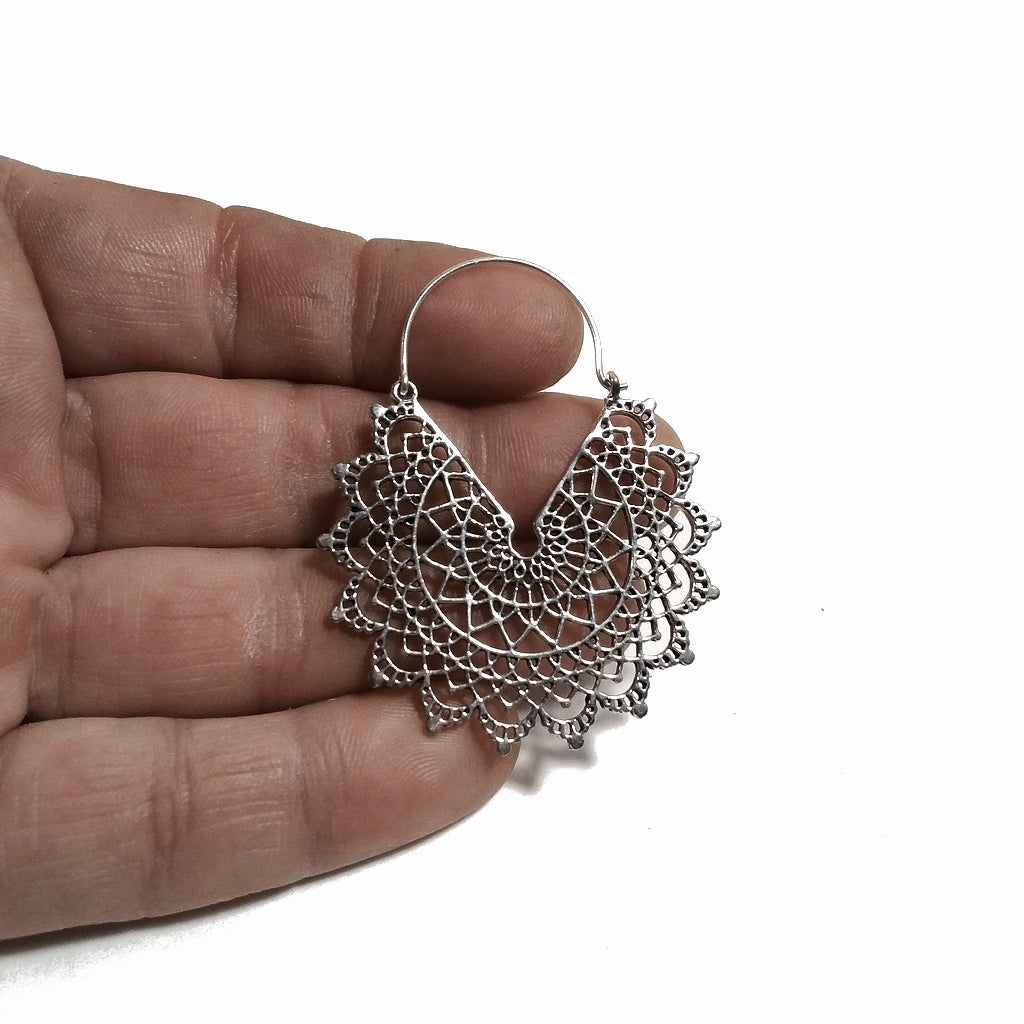 ORECCHINI ETNICI Ottone lucido Orecchini artigianale | Cerchio filigrana