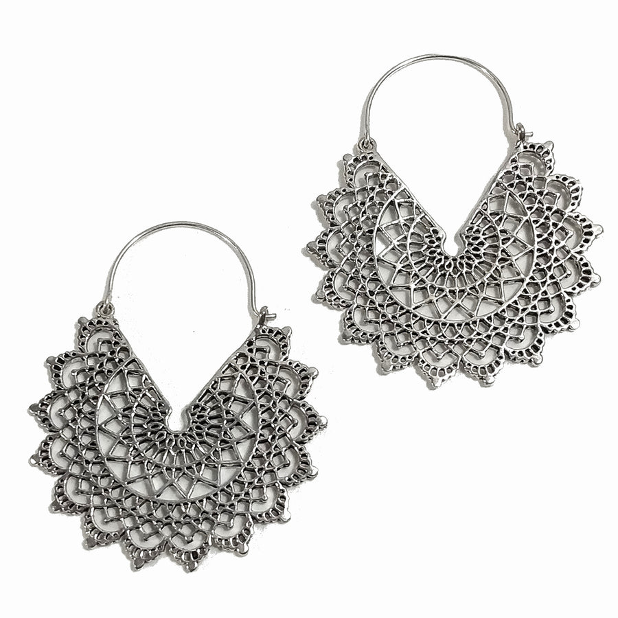 ORECCHINI ETNICI Ottone lucido Orecchini artigianale | Cerchio filigrana