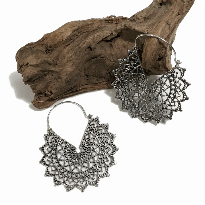 ORECCHINI ETNICI Ottone lucido Orecchini artigianale | Cerchio filigrana