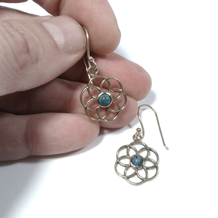 EARRINGS Polished brass EARRINGS Turquoise | Flower of Life