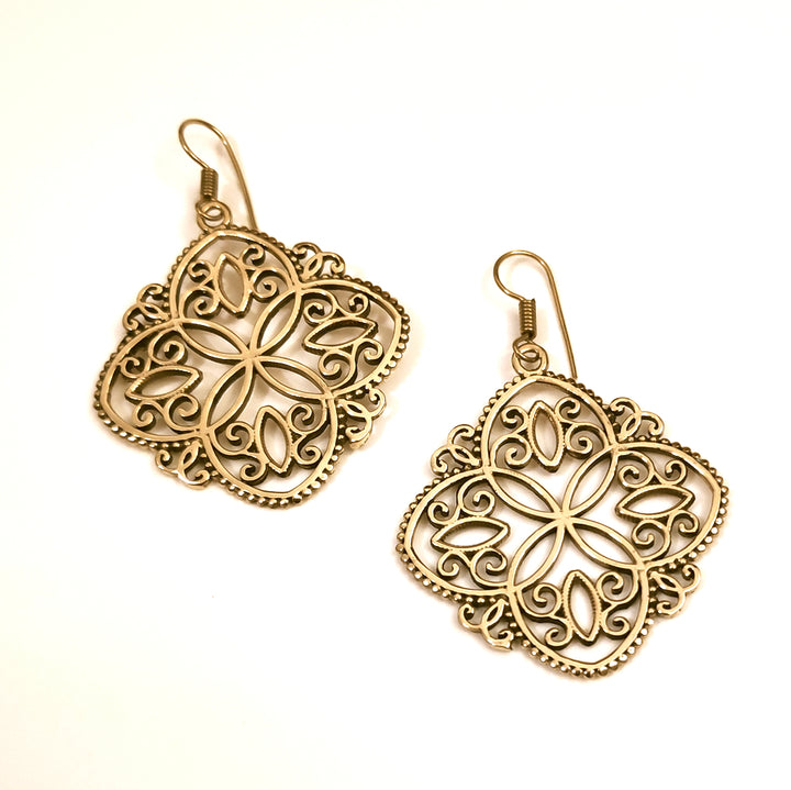 ORECCHINI ETNICI Ottone lucido Orecchini artigianali | ETNICO
