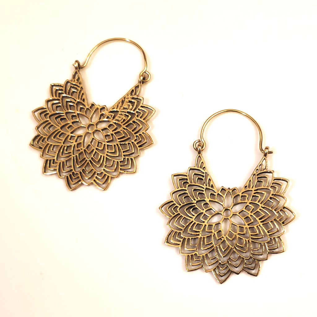 ORECCHINI ETNICI Ottone lucido Orecchini artigianali | ETNICO