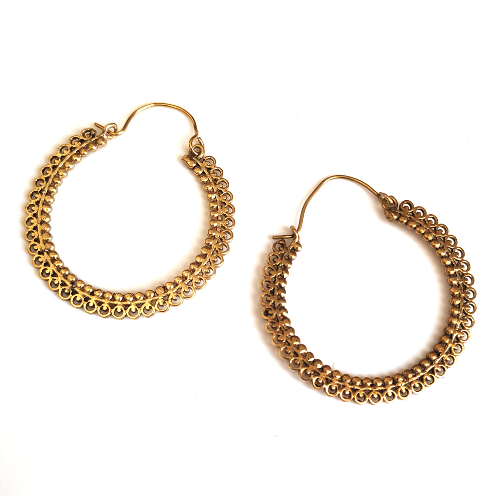 ORECCHINI ETNICI Ottone lucido Orecchini artigianali | Cerchio