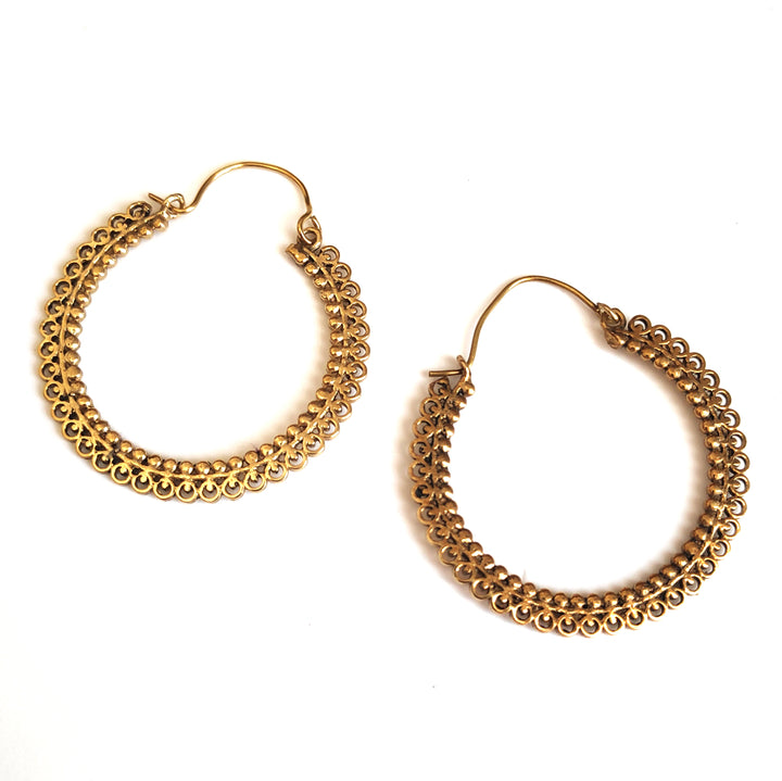 ORECCHINI ETNICI Ottone lucido Orecchini artigianali | Cerchio