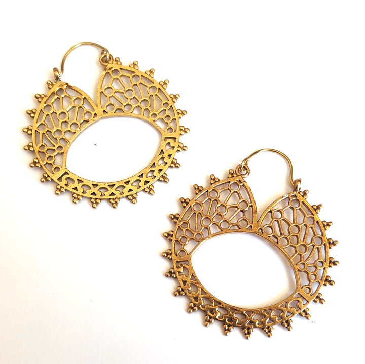 ORECCHINI ETNICI Ottone lucido Orecchini artigianali | Cerchio