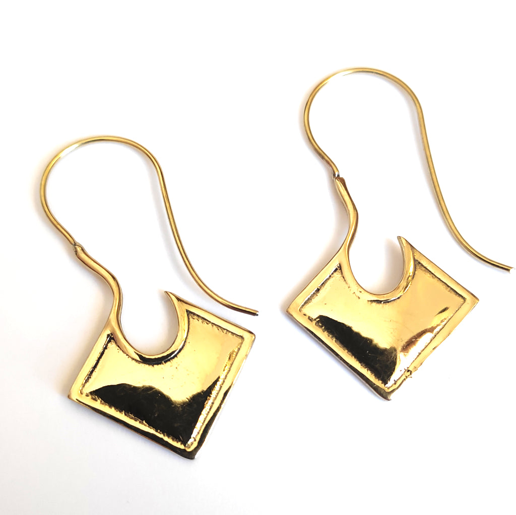 ORECCHINI ETNICI Ottone lucido Orecchini artigianali | ETNICO