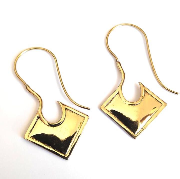 ORECCHINI ETNICI Ottone lucido Orecchini artigianali | ETNICO