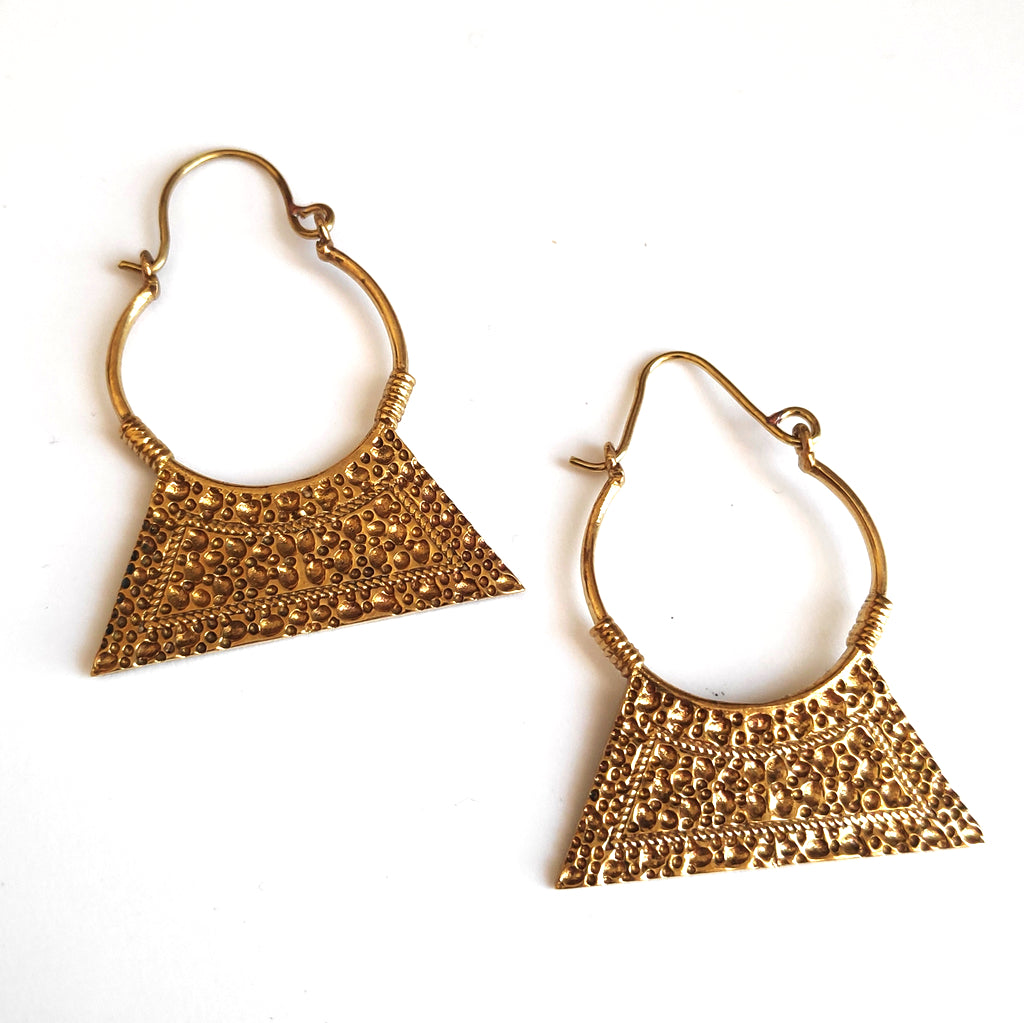 ORECCHINI ETNICI Ottone lucido Orecchini artigianali | ETNICO
