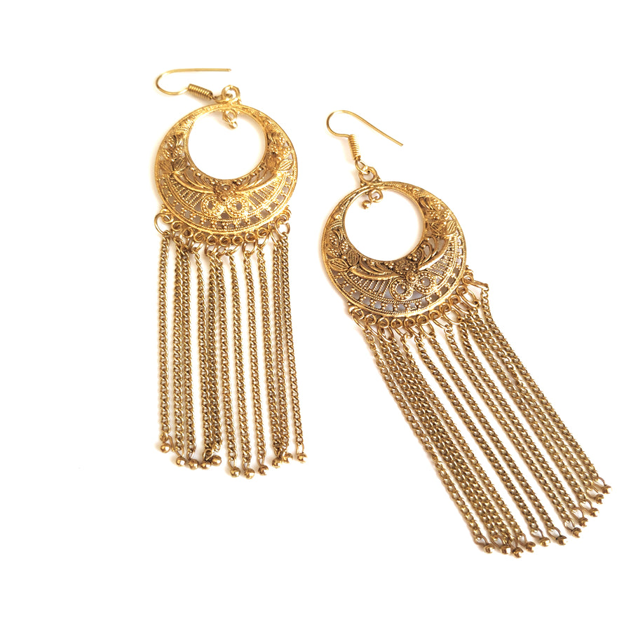 ORECCHINI ETNICI Ottone lucido Orecchini artigianali | ETNICO