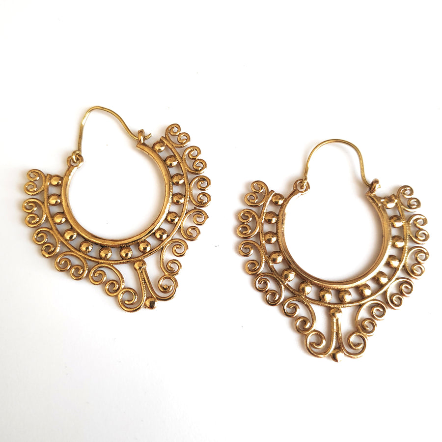 ORECCHINI ETNICI Ottone lucido Orecchini artigianali | ETNICO