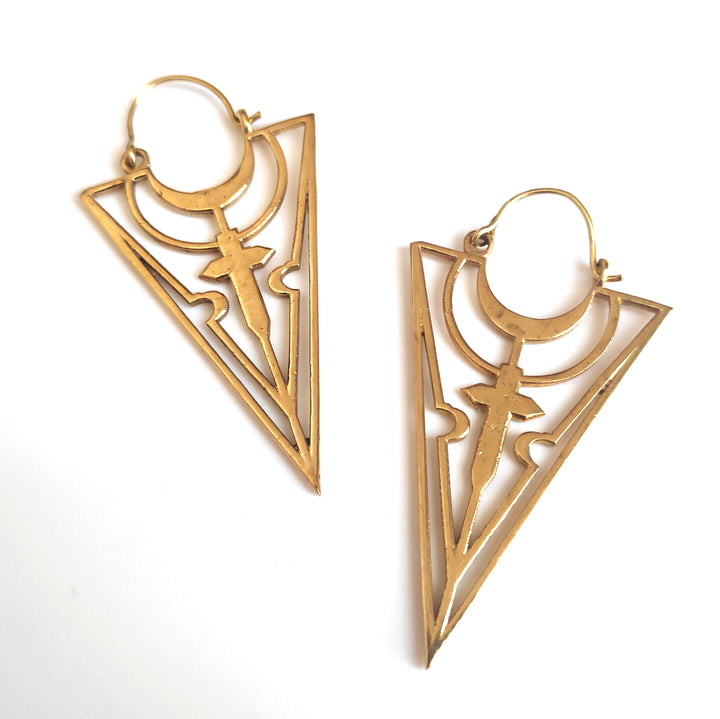 ETHNIC EARRINGS Polished brass Handcrafted earrings | ETHNIC