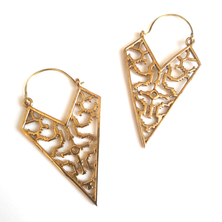 ORECCHINI ETNICI Ottone lucido Orecchini artigianali | ETNICO