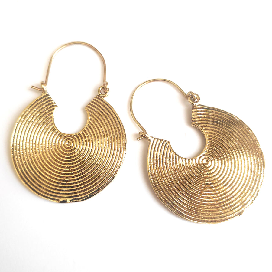 ORECCHINI ETNICI Ottone lucido Orecchini artigianali | Spirale