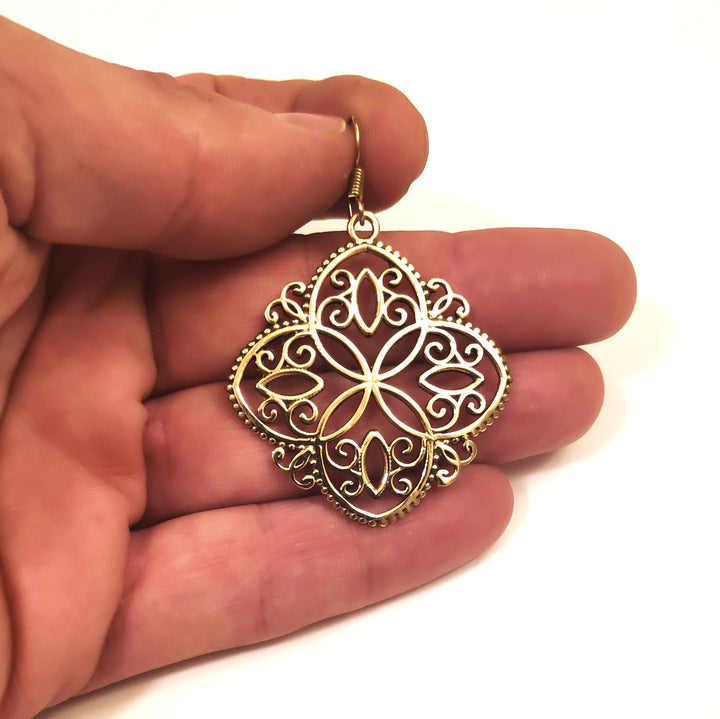 ORECCHINI ETNICI Ottone lucido Orecchini artigianali | ETNICO