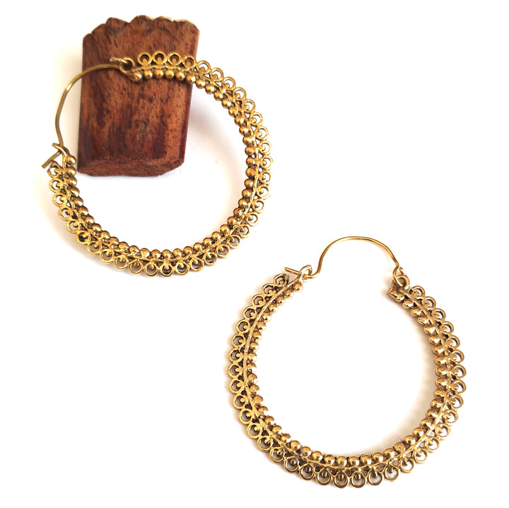 ORECCHINI ETNICI Ottone lucido Orecchini artigianali | Cerchio