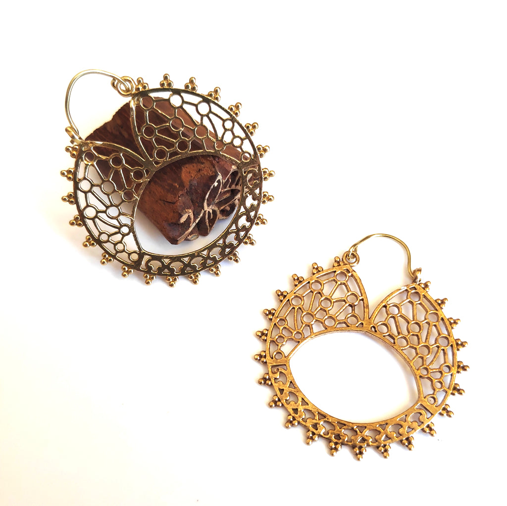 ORECCHINI ETNICI Ottone lucido Orecchini artigianali | Cerchio