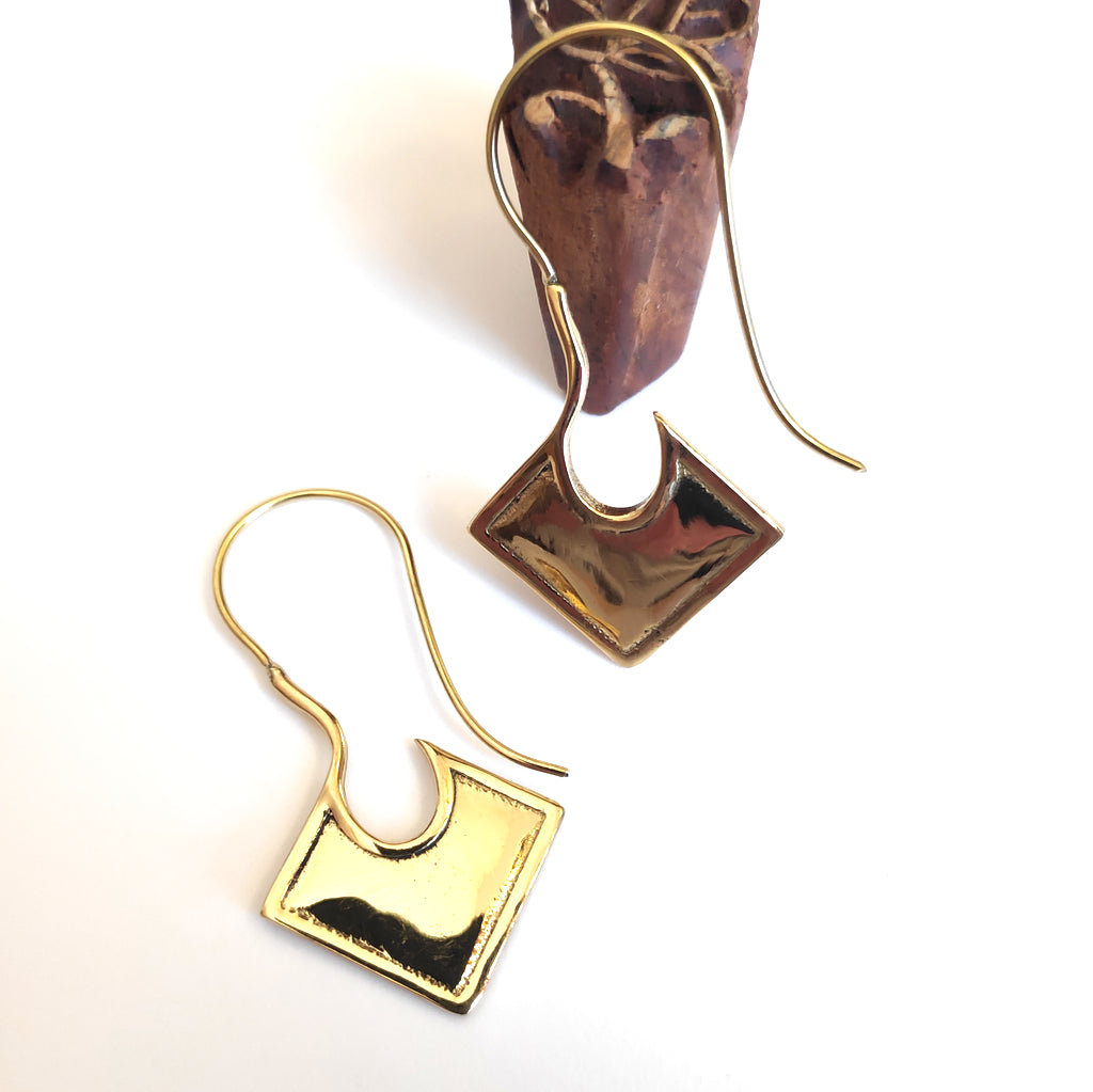 ORECCHINI ETNICI Ottone lucido Orecchini artigianali | ETNICO