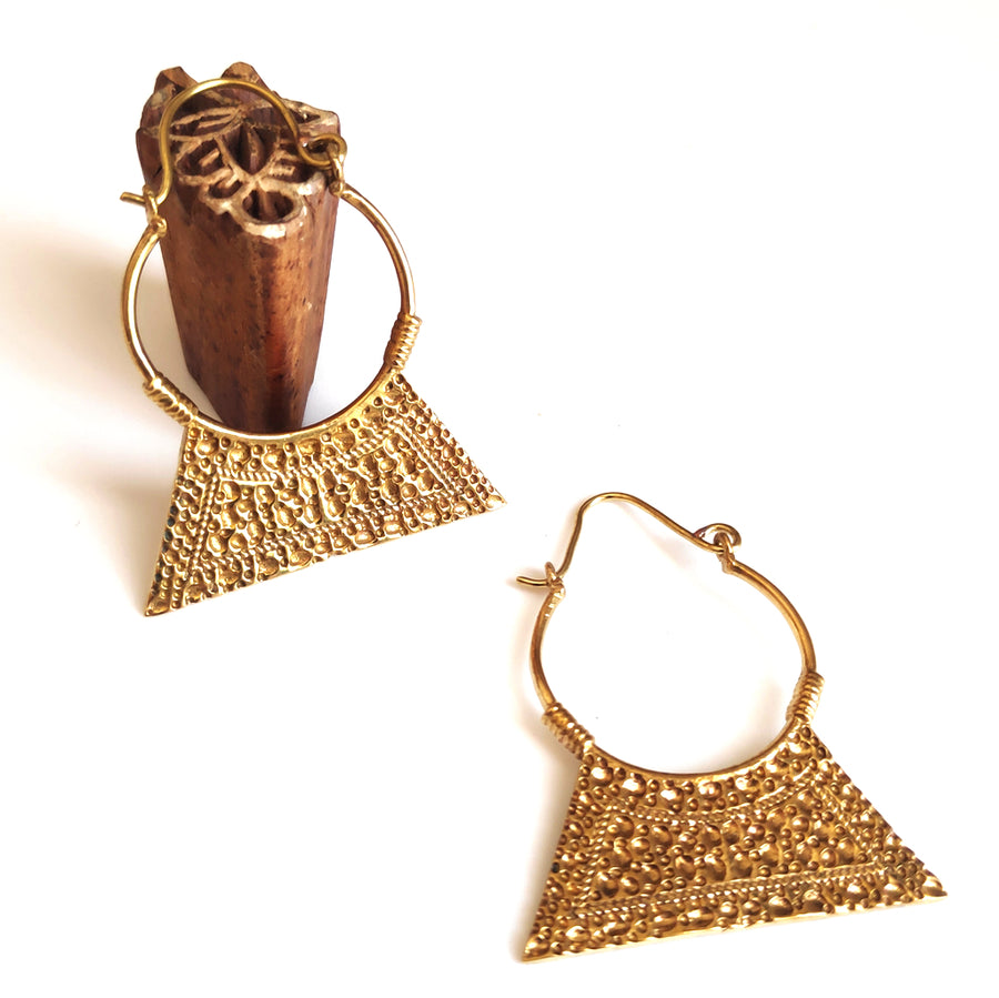 ORECCHINI ETNICI Ottone lucido Orecchini artigianali | ETNICO