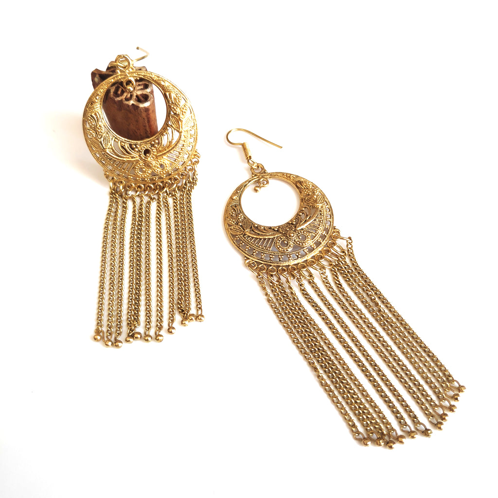 ETHNIC EARRINGS Polished brass Handcrafted earrings | ETHNIC
